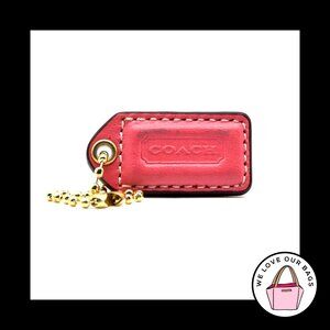 1.5" Small VINTAGE COACH Pink Leather Brass Key Fob Bag Charm Keychain Hang Tag